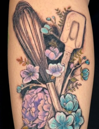 Colourful botanical tattoo